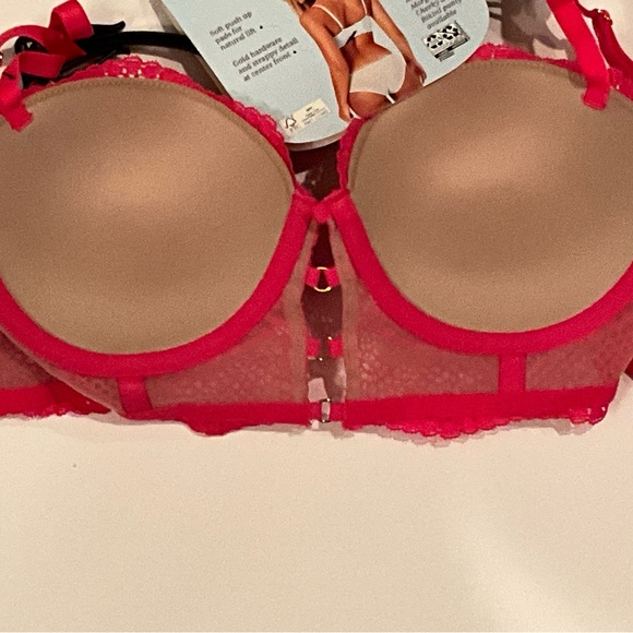 Adored by Adore Me Morgan Natural Lift Lace Push up Bra Hot Pink 34B - Picture 10 of 11